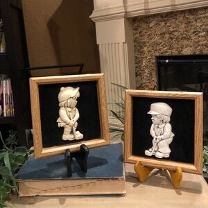 Set of 2 Vintage  Special Moments Boy and Girl Playing Golf By Miller Studios